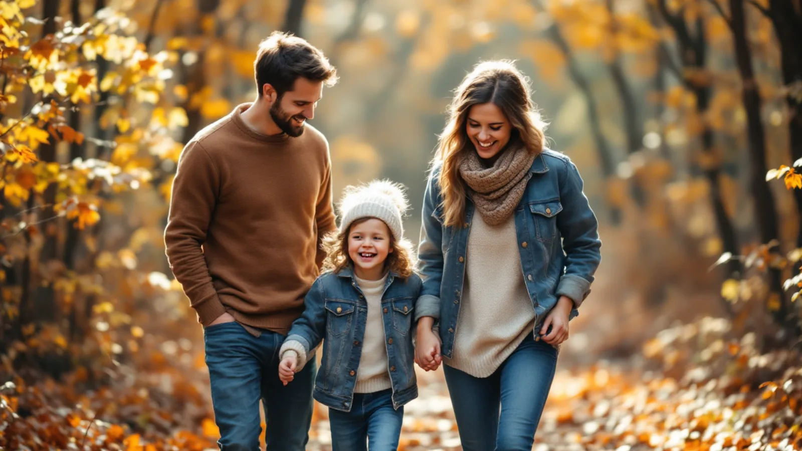 Family in coordinated autumn outfits during a Charlottesville portrait session