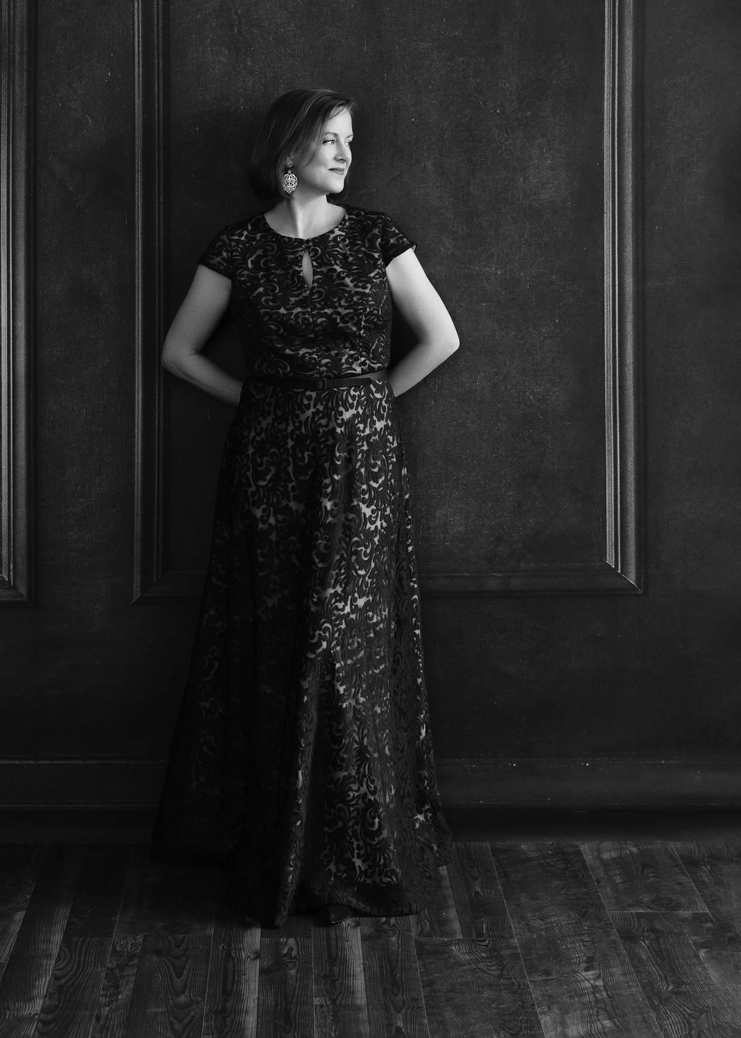 Black and white senior portrait